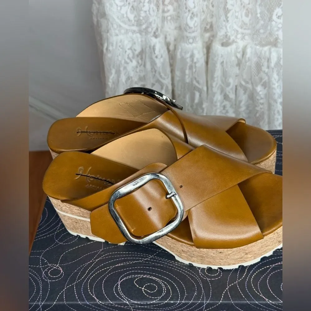 Homers x Free People Platform Buckle Slide Sandals in Brown